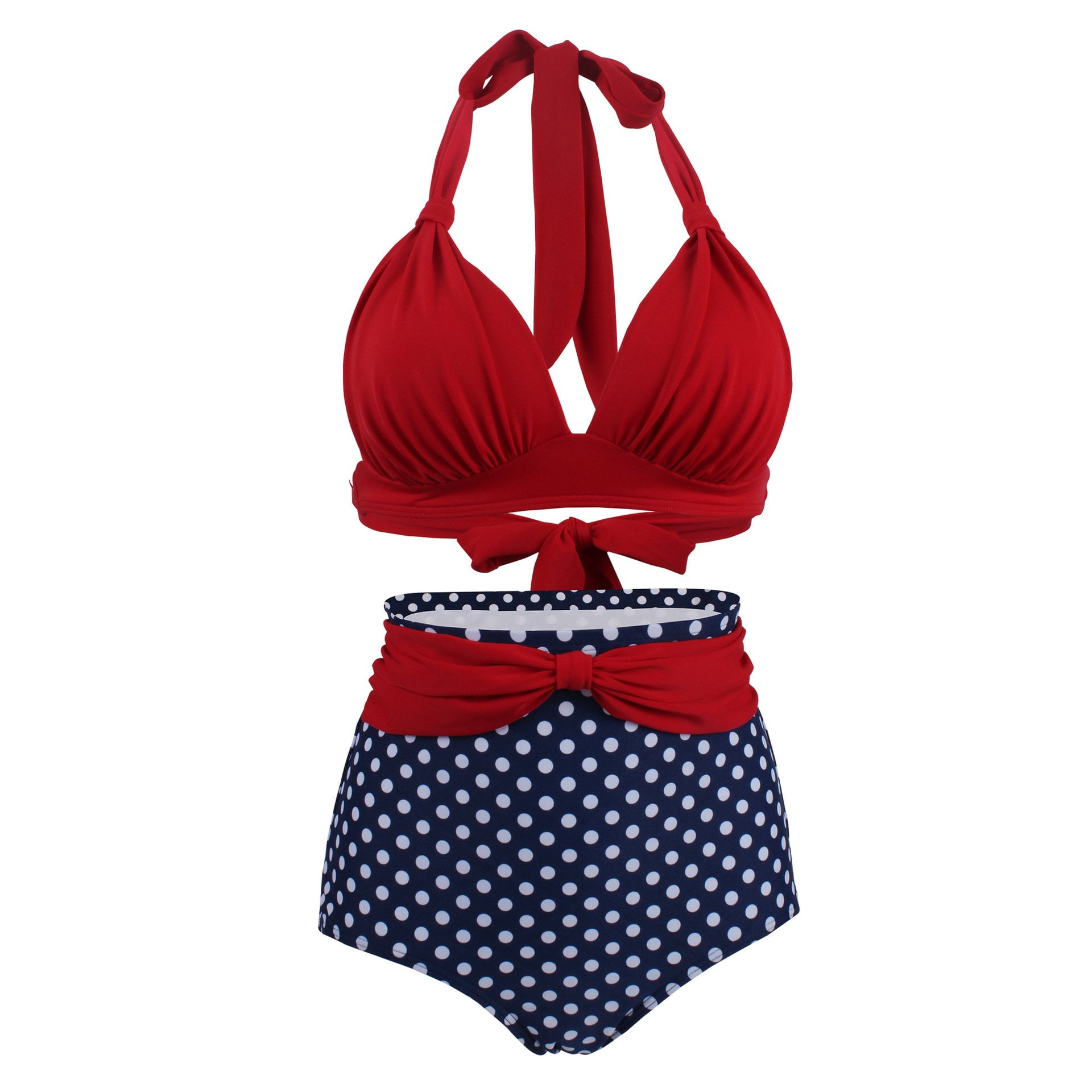 1950s Polka Dot Swimsuit High Waist Two-piece Swimwear - Vintage-Retro