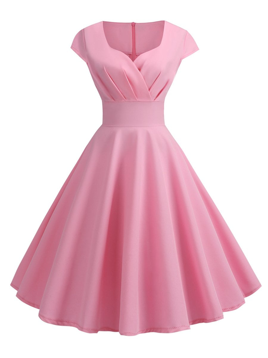1950s Swing Dress Elegant Solid Color Aline Dress - Vintage-Retro