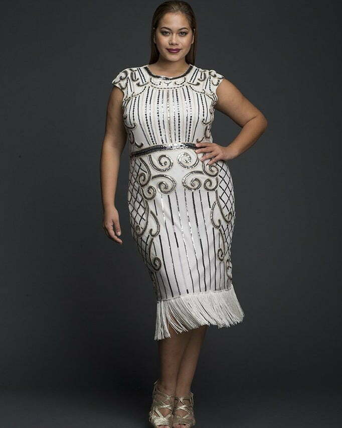 DAZZLE SEQUINED FLAPPER DRESS WITH TASSLE HEMS