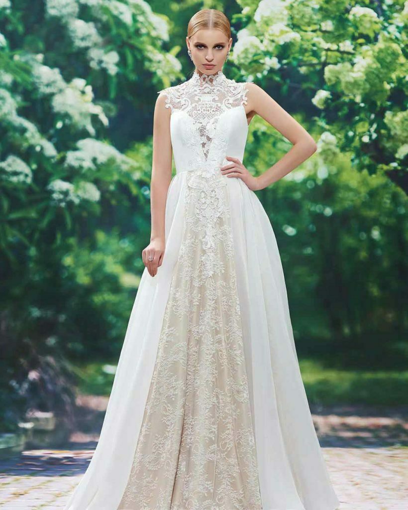 Ericdress-High-Neck-Button-Lace-Wedding-Dress Ericdress High Neck Button Lace Wedding Dress