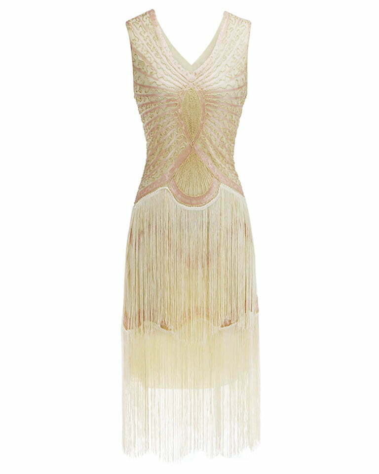 1920s V Neck Sequin Flapper Dance Dress