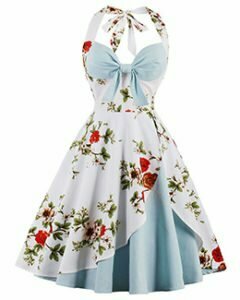 Aline Dress Sweet Halterneck Floral Pleated Dress for Women