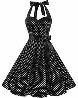 DRESSTELLS Vintage 1950s Rockabilly Polka Dots Audrey Dress Retro Cocktail Dress