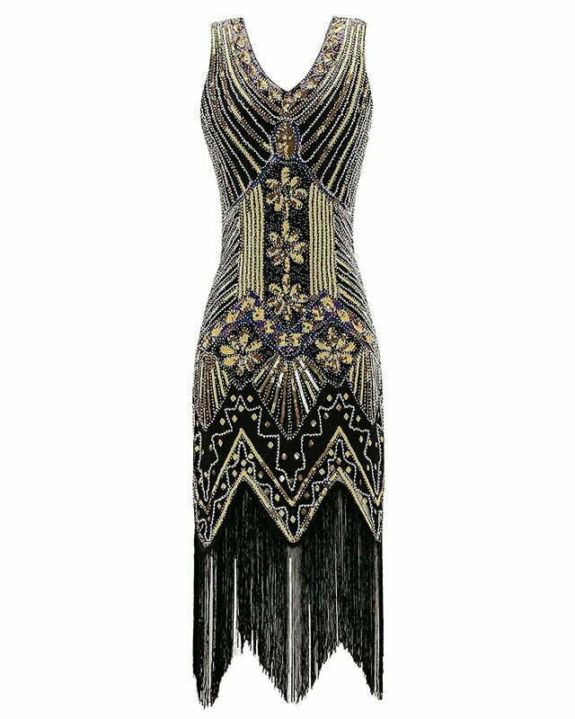 GOLD 1920S SEQUINED FLAPPER DRESS