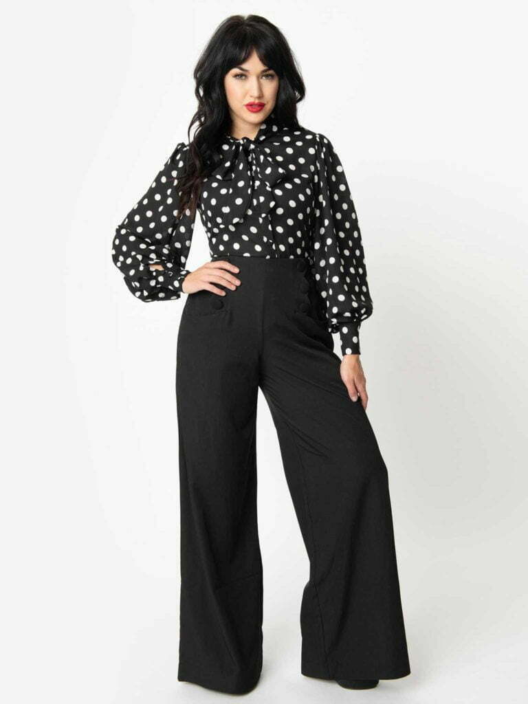 Unique Vintage Black Wide Leg Rogers High Waisted Pants