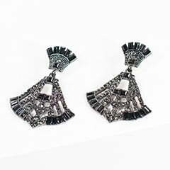 3.Deco Style Black Rhinestone Drop Fan Earrings
