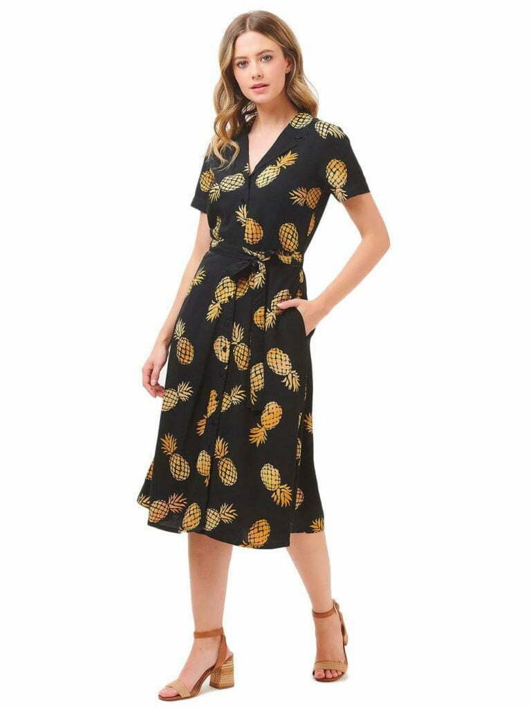 KENDRA-SUGARHILL-PINEAPPLE-BATIK-RETRO-SHIRT-DRESS KENDRA SUGARHILL PINEAPPLE