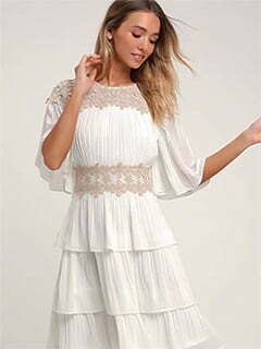 Westwind White Lace Pleated Dress