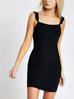 Black V frill neck mini bodycon dress