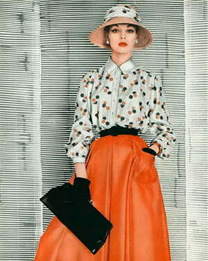 a woman with polk dots