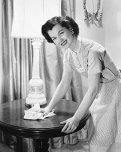 a woman cleanning the table
