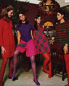 4 women with tights of many color