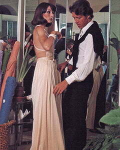 Halston fiting a woman