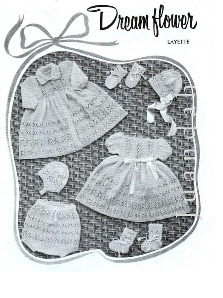Vintage baby knits 1950s patterns 4 complete layettes image 0