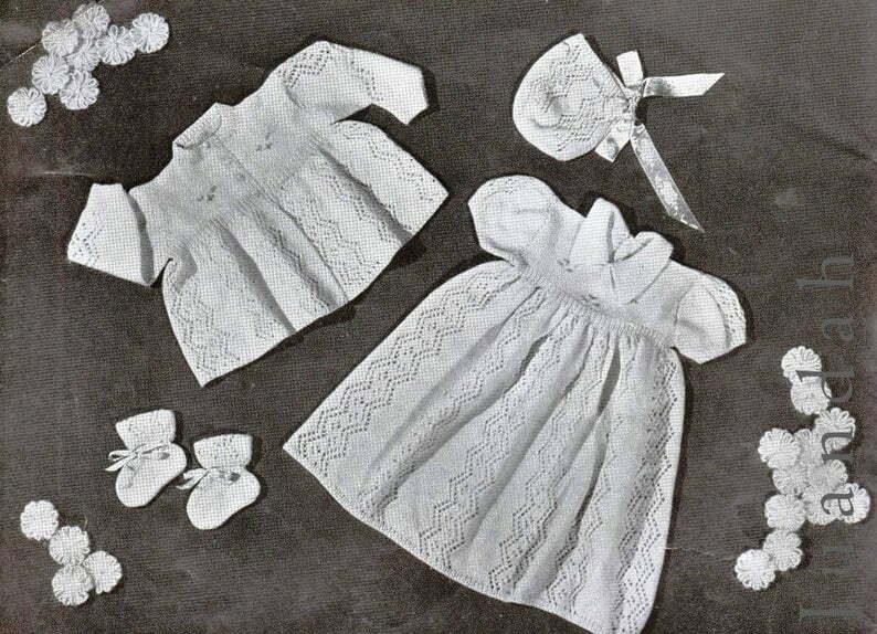 Complete book of 10 vintage baby knit patterns 1950s PDF image 0
