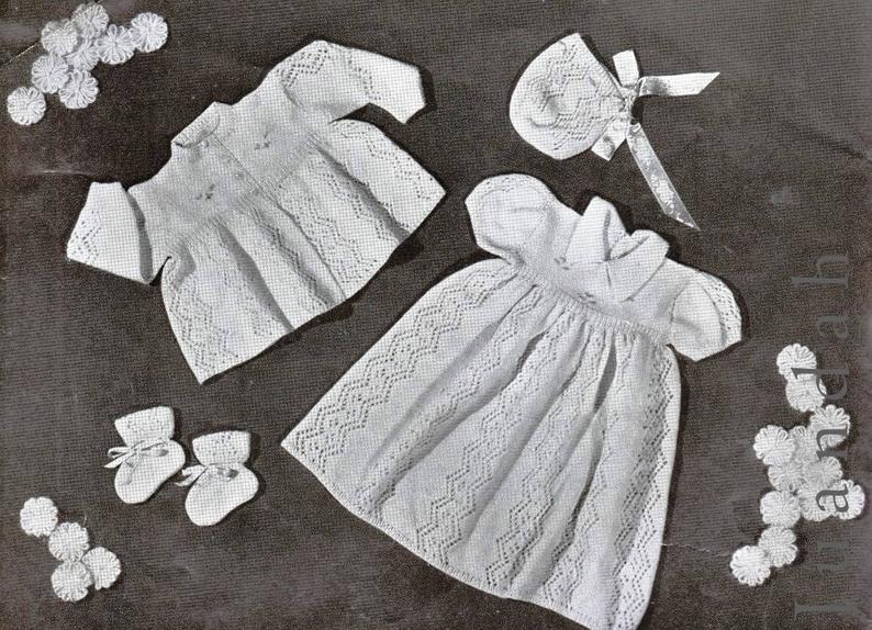 Complete book of 10 vintage baby knit patterns 1950s PDF image 0
