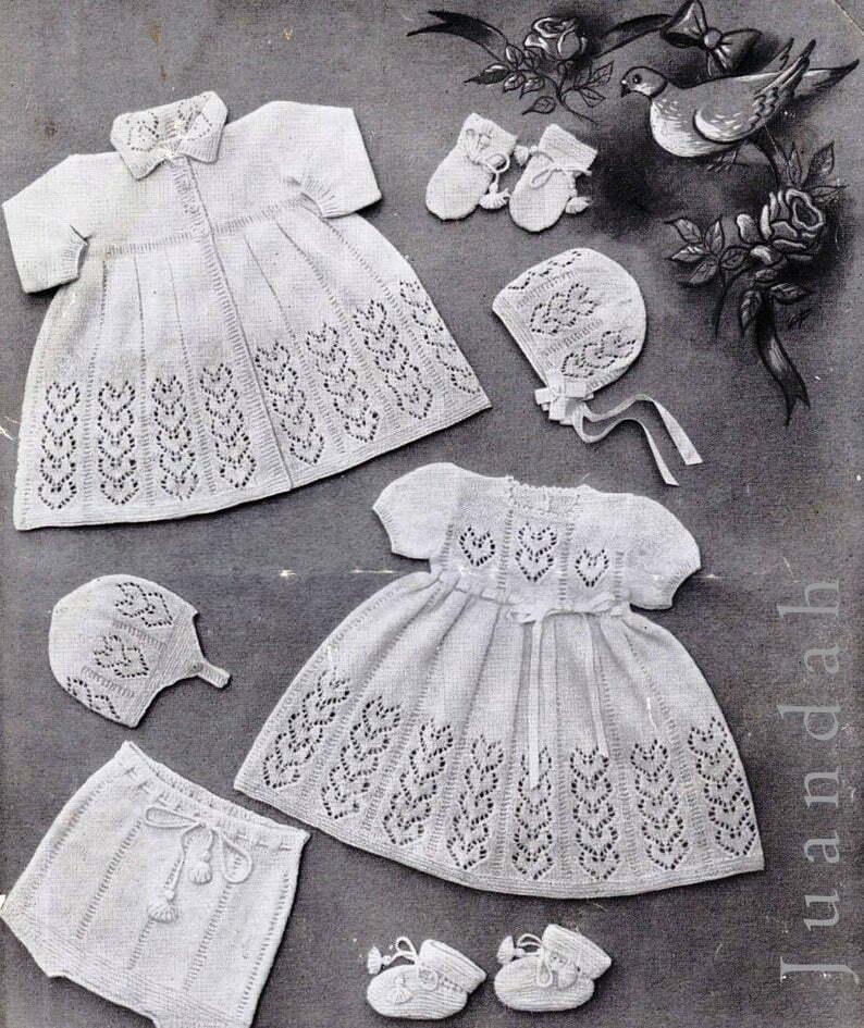 Book of layette patterns 1950s designs 3 layettes pram image 0