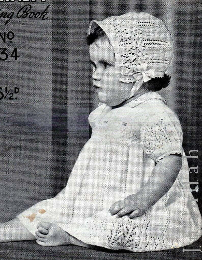 PDF vintage baby knit patterns 8 designs baby layette image 0