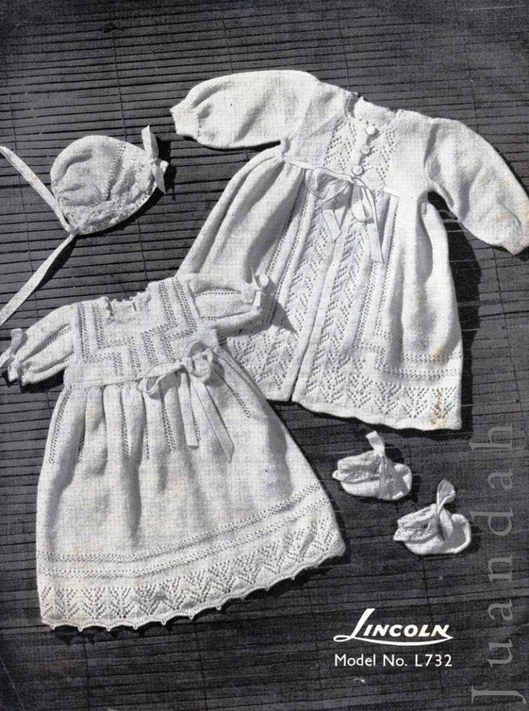 12 vintage PDF baby knit patterns 1950s layette shawl cot image 0