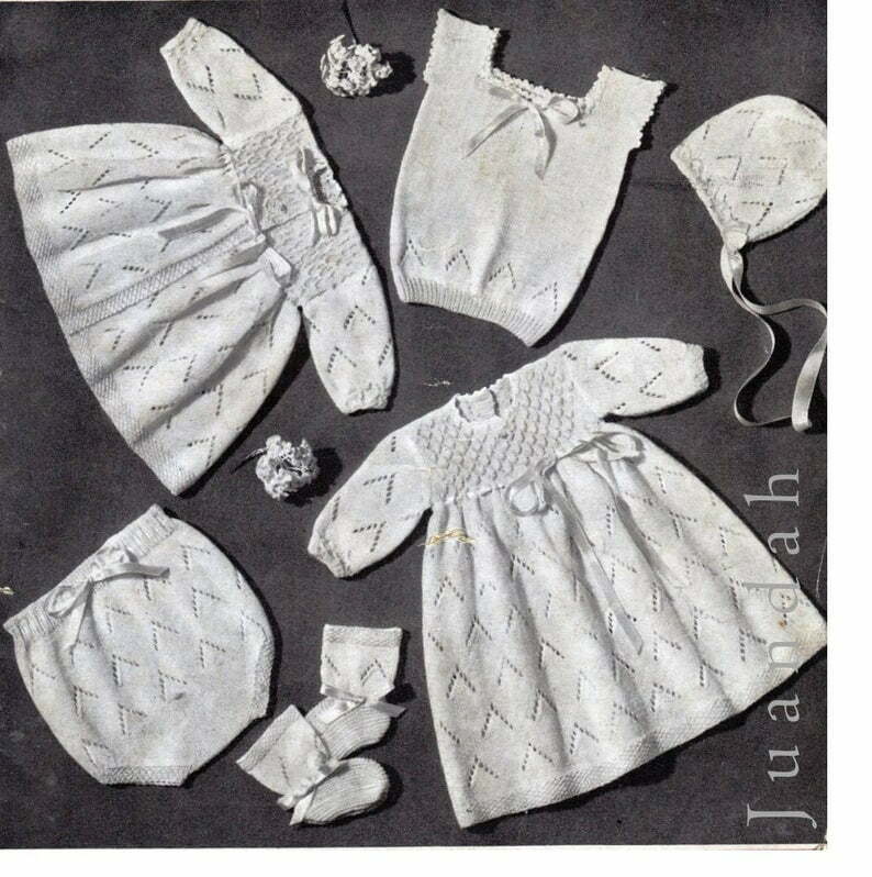 Vintage baby knits 1950s pattern book 19 designs layette image 0