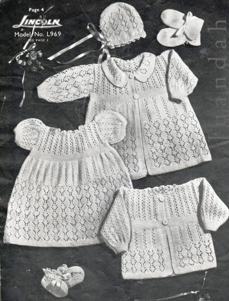 6 vintage PDF baby knit patterns 1950s layette baby shawl image 0
