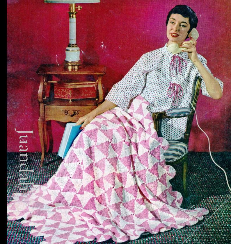 1950s crochet pattern book for afghans and pillows vintage image 8