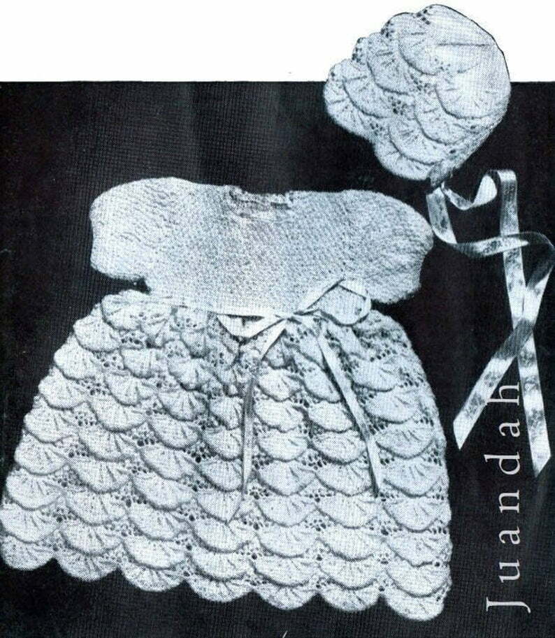 8 vintage baby knit patterns 1950s knit dress matinee image 0