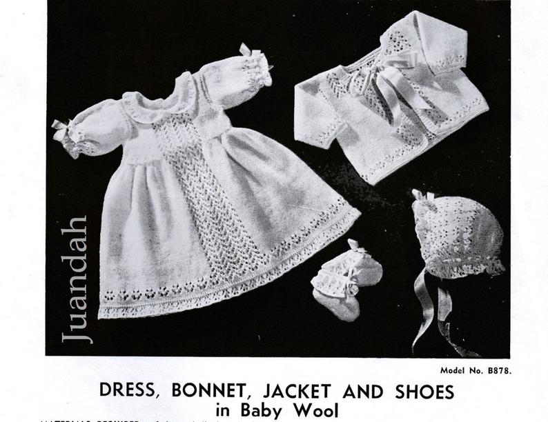 11 vintage PDF baby knit patterns 1940s layettes bonnets image 1
