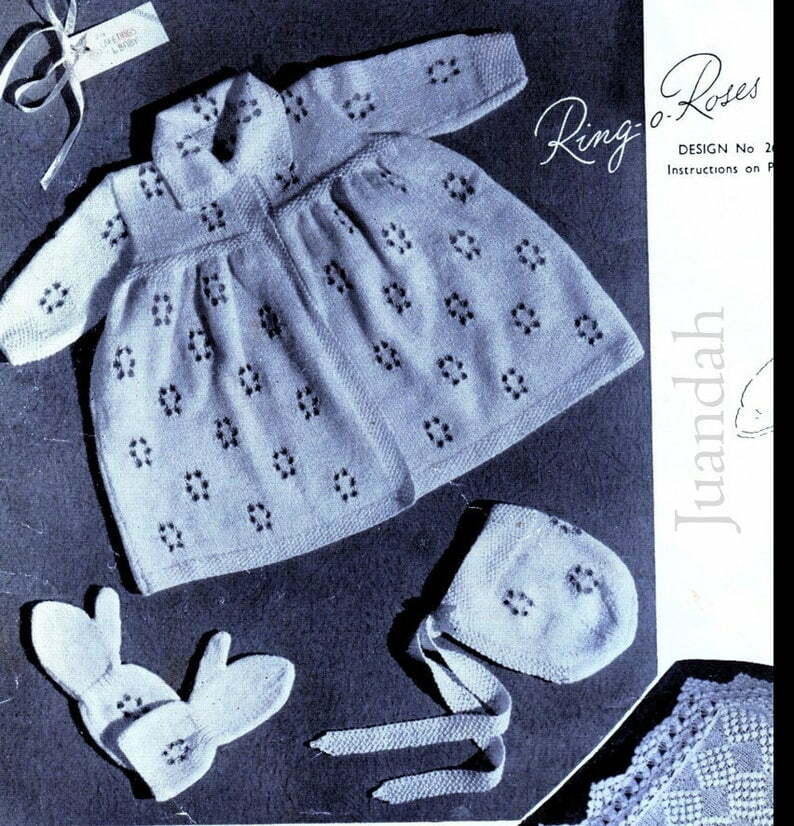 Book of 7 vintage baby knitting patterns 1940s PDF patterns image 0