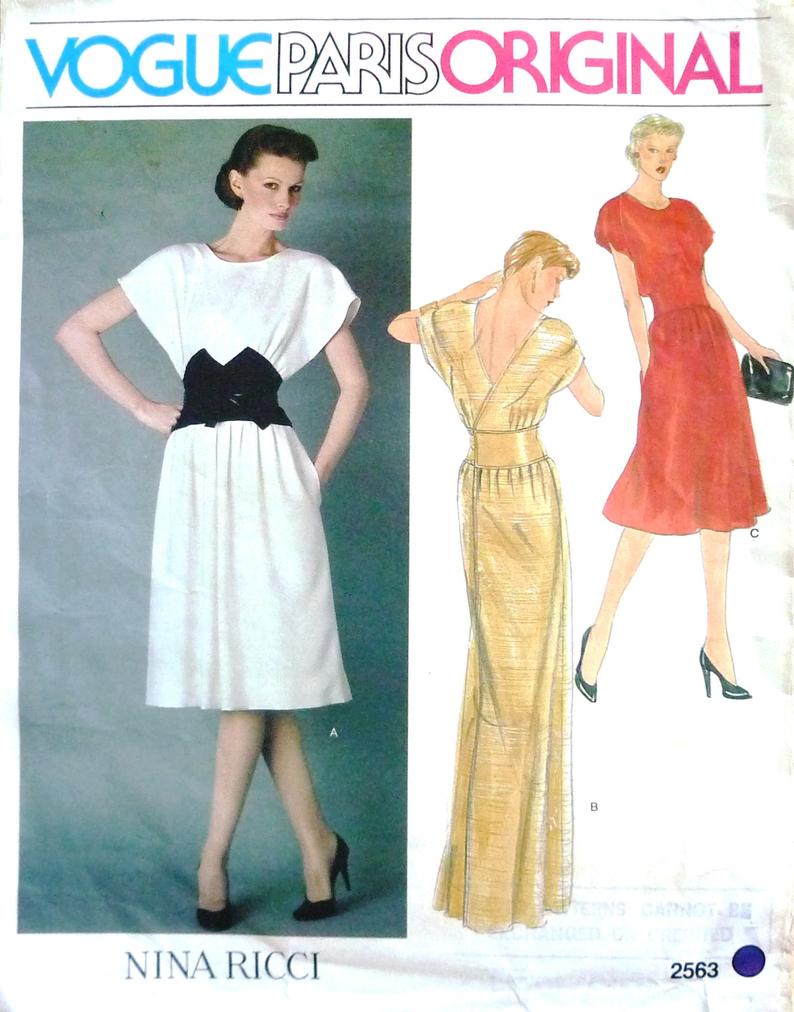 Vogue 2563 sewing pattern 1980s Nina Ricci size 12 Vogue image 0