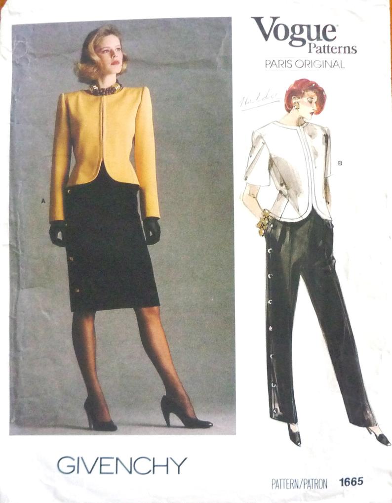 Vogue 1665 sewing pattern 1980s Givenchy size 14 Vogue image 0