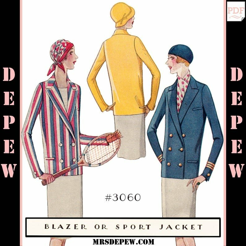 Vintage Flapper Sewing Pattern Ladies' 1920s Blazer Sport image 0