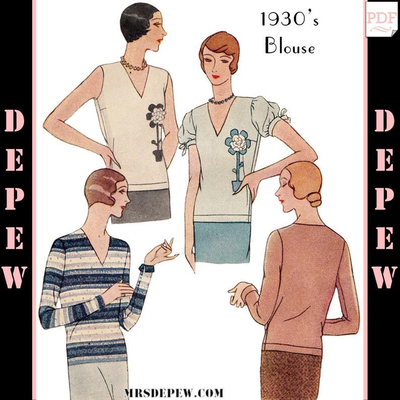Vintage Sewing Pattern Ladies' 1920s 1930s Blouse & image 0