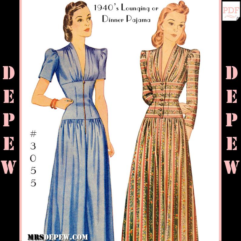 Vintage Sewing Pattern Ladies' 1940s Dinner or Lounge image 0