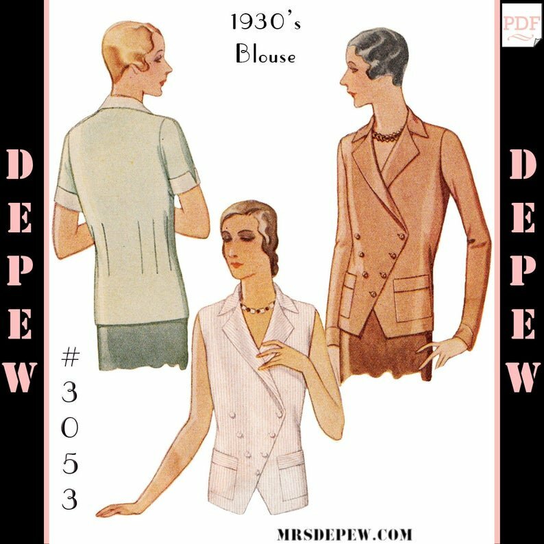 Vintage Sewing Pattern Reproduction Ladies' 1930s Blouse image 0