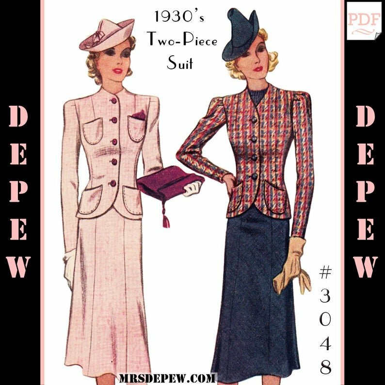Vintage Sewing Pattern Ladies' 1930s Two-Piece Suit Skirt image 0