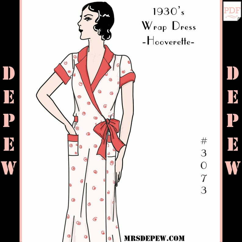 Multi Size Vintage Sewing Pattern 1930s Ladies' Wrap Dress image 0