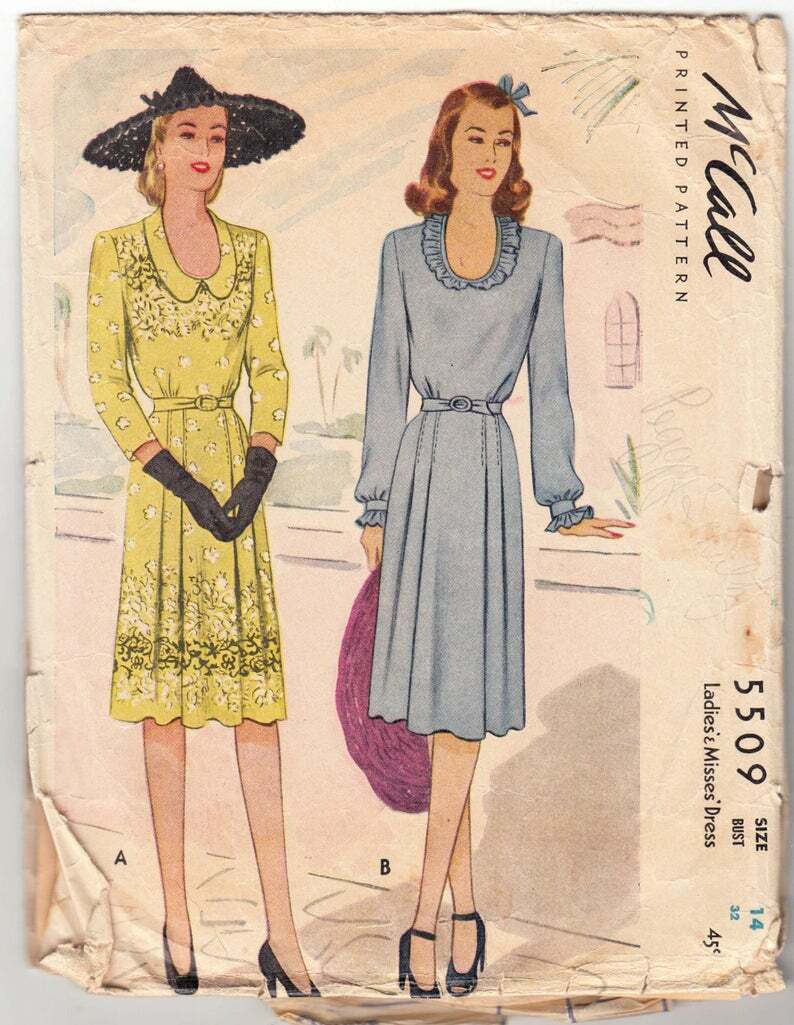 Vintage Sewing Pattern 1940's Ladies' Dress with image 0