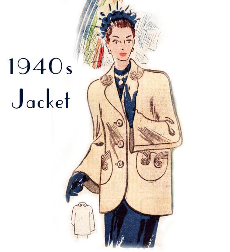 Vintage Sewing Pattern 1940s French Ladies Jacket INSTANT image 0