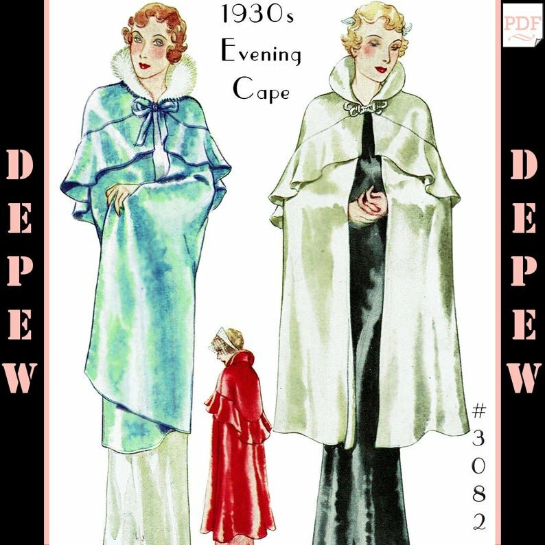 Vintage Sewing Pattern Ladies' 1930s Evening Cape Wrap image 0