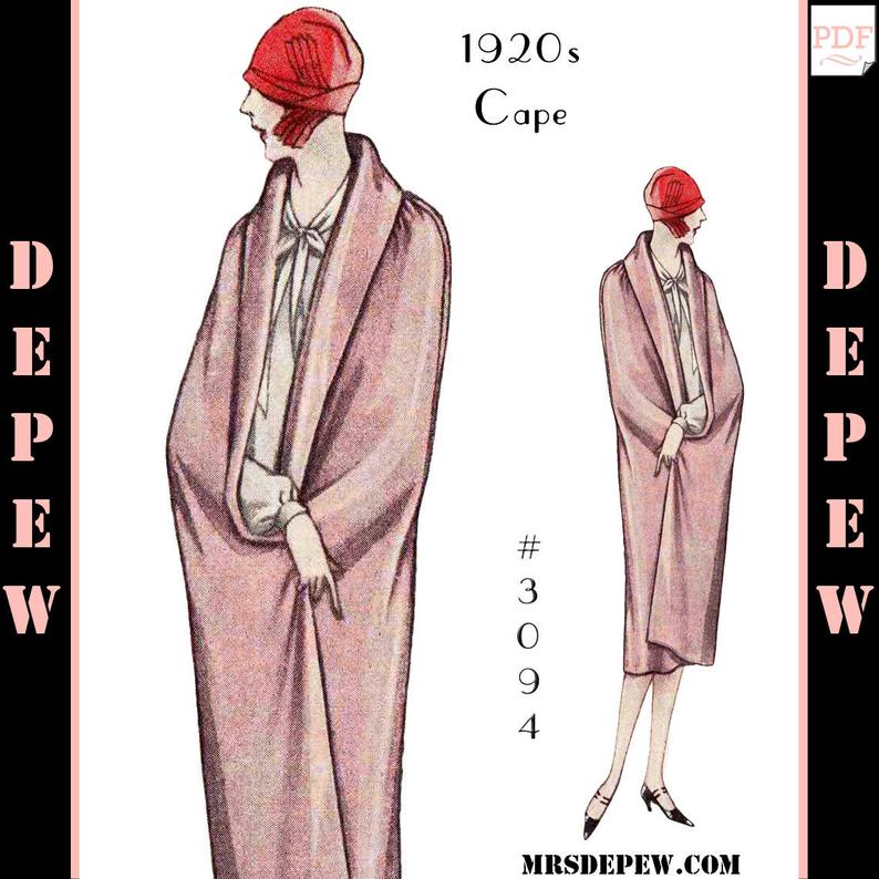 Vintage Sewing Pattern Ladies' 1920s Day & Evening Cape image 0