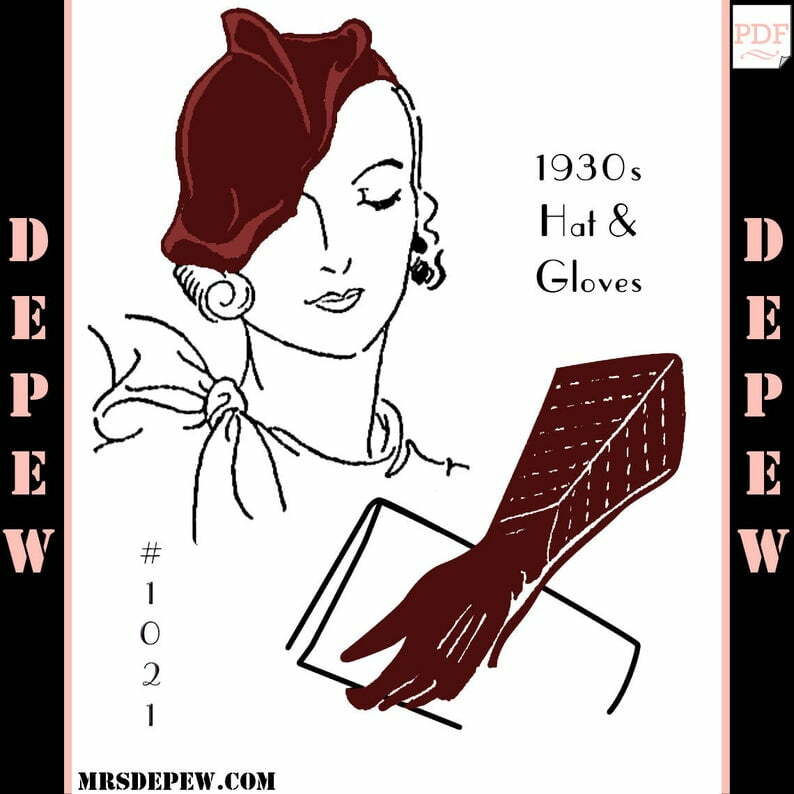 Vintage Sewing Pattern 1930s Ladies' Hat & Gloves Depew image 0