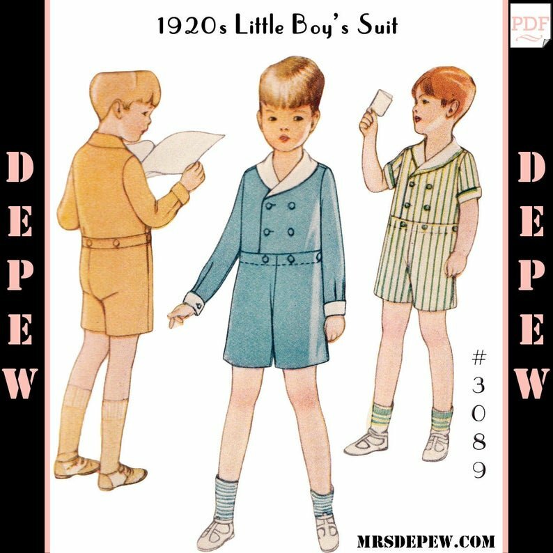 Vintage Sewing Pattern Boys' 1920s Romper Suit 3089  image 0