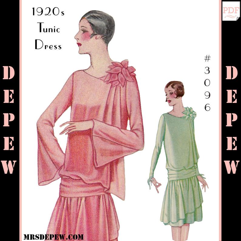 Vintage Sewing Pattern Ladies' 1920s Dress with Drapery image 0