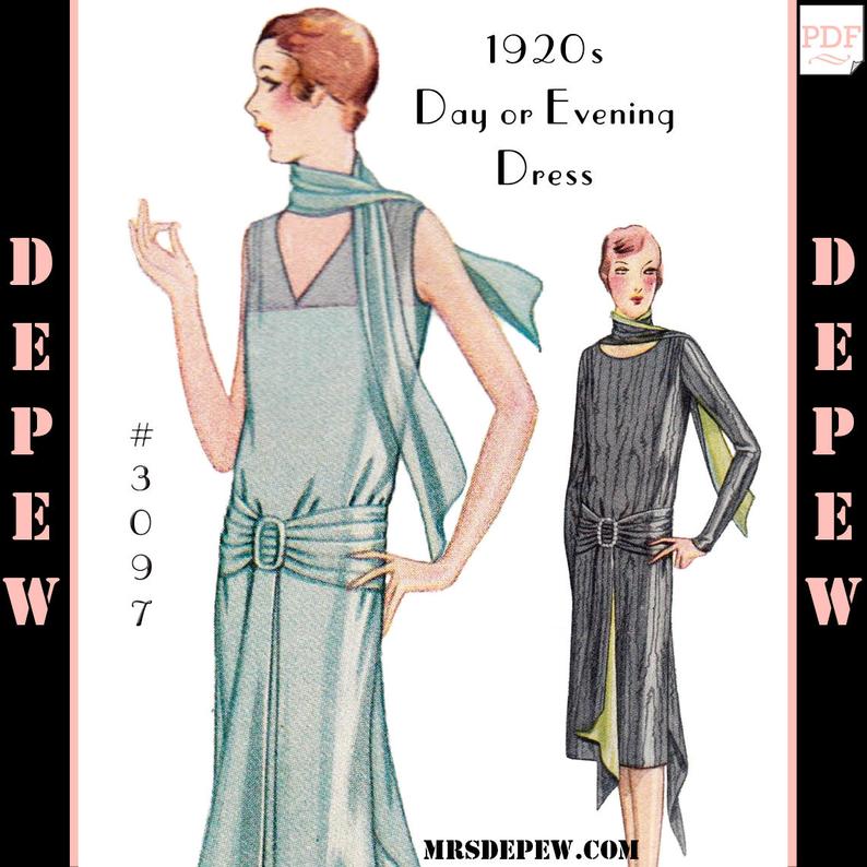 Vintage Sewing Pattern Ladies' 1920s Day or Evening Dress image 0