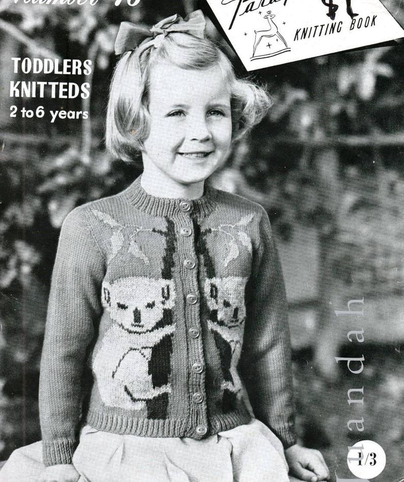 Book of 9 x vintage children's knits fun patterns 1940s image 0