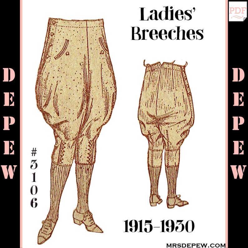 Vintage Sewing Pattern 1920s Ladies' Jodhpurs or Riding image 0