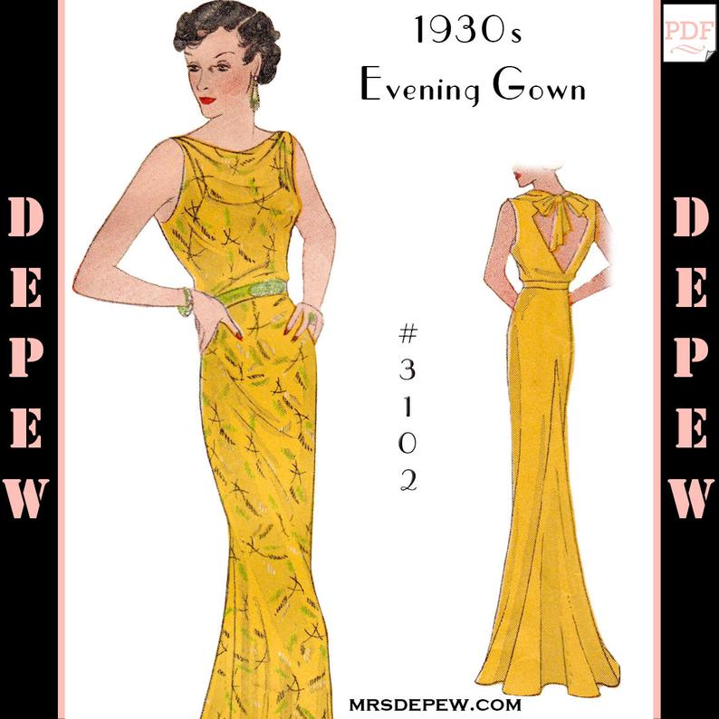 Vintage Sewing Pattern 1930s Ladies' Cowl Neck Evening image 0