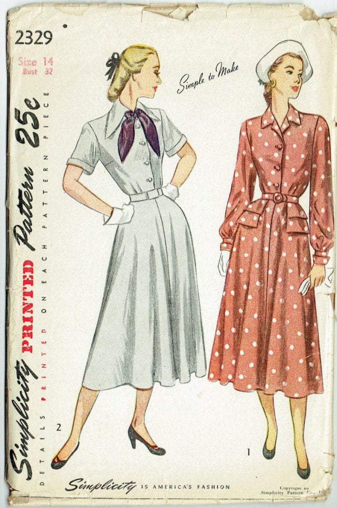 Vintage Sewing Pattern Ladies' Late 1940s Dress Simplicity image 0