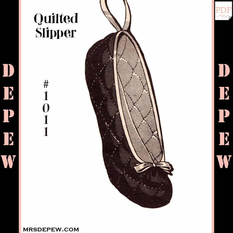 Vintage Sewing Pattern Ballet Slipper Quilted 1940s Style image 0